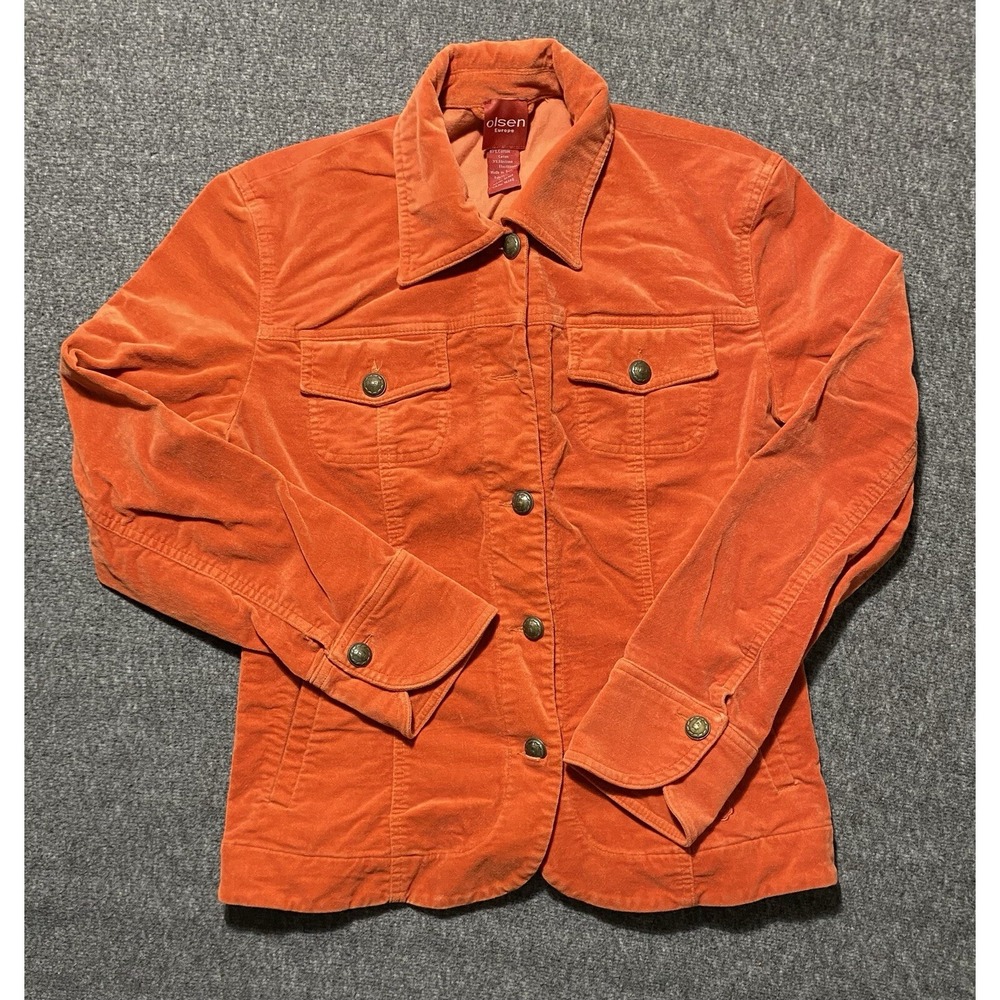 Olsen Europe Blazer Womens Orange Front Pockets Lined Coat Ladies Size 6